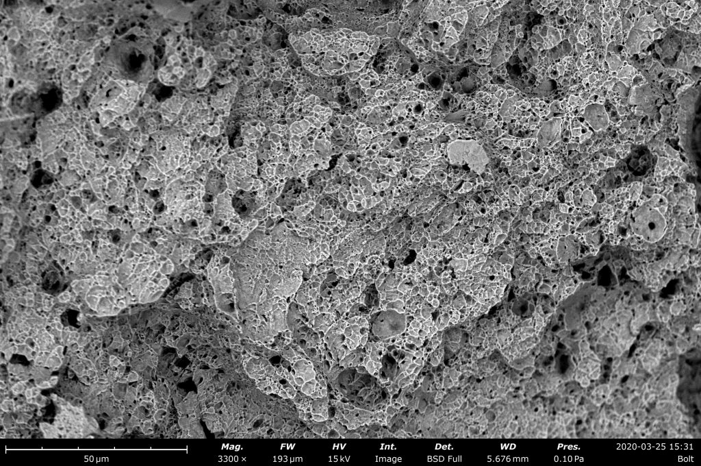 Image of a fractured bolt imaged by the Phenom desktop SEM