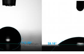 接触angles demonstrating hydrophobic and hydrophilic surfaces
